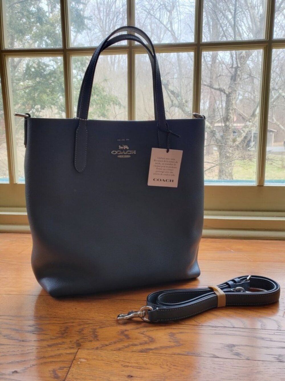 COACH THEA SMALL CROSSBODY TOTE DENIM BLUE LEATHER